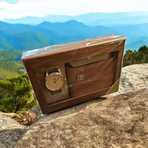 MENS BI-FOLD LLEATHER WALLET & ANALOG QUARTZ WATCH SET